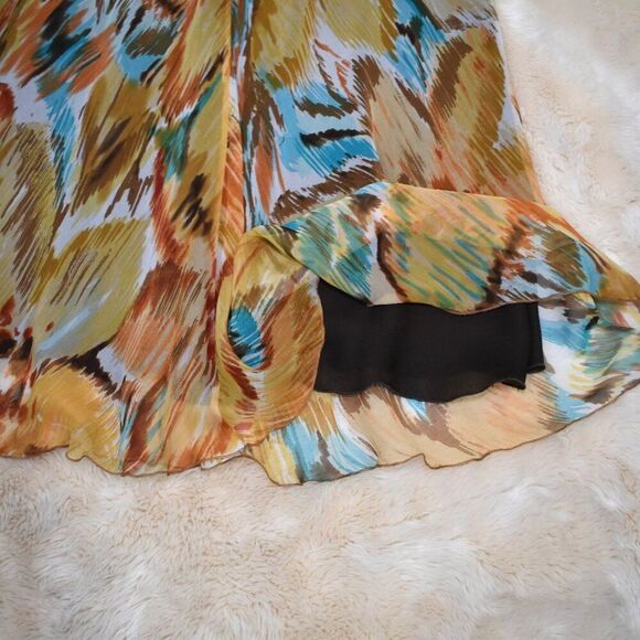 Sunny Leigh Silk Floral Maxi Skirt Size M Boho Gypsy Stretchy Long Flowy - Picture 3 of 7
